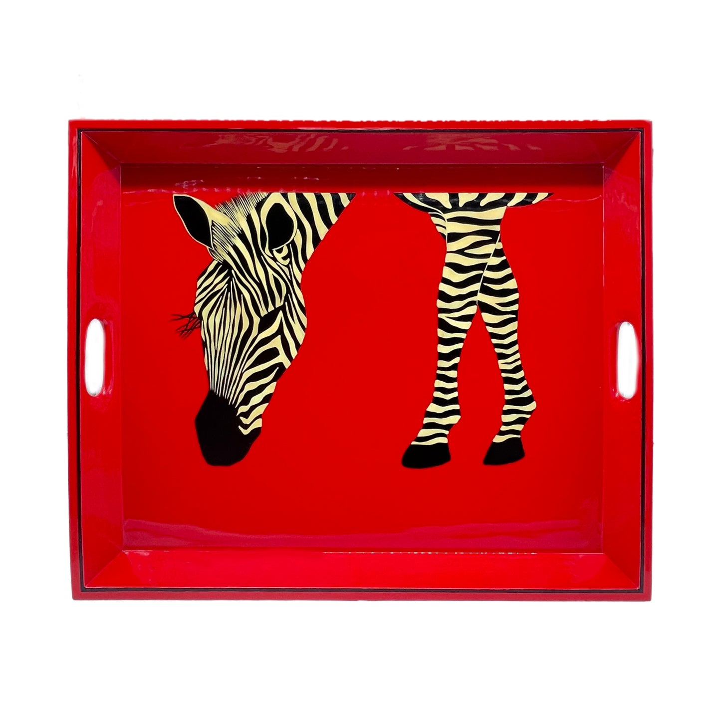 Tea Tray Red Zebra Eating