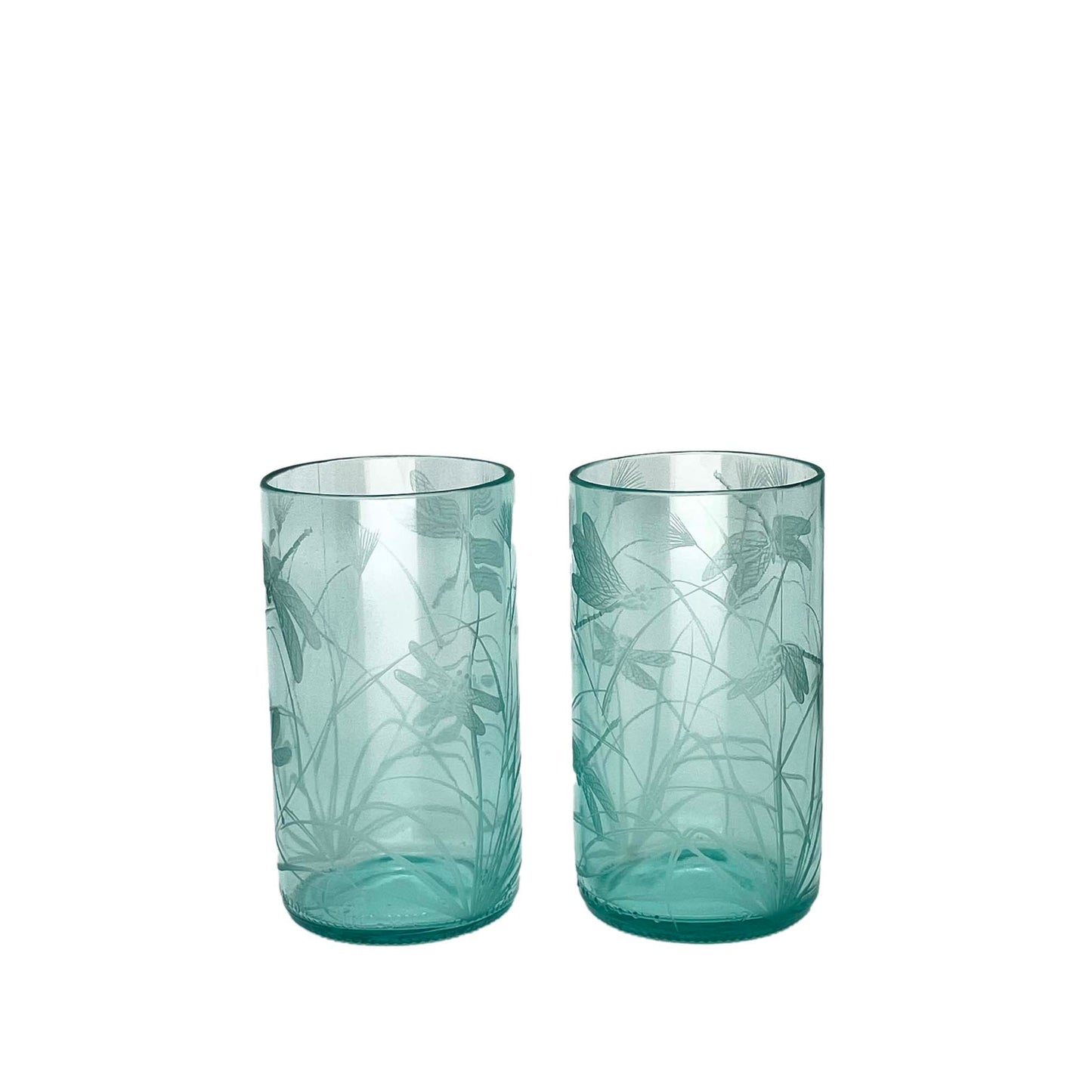 Hand Engraved recycled Glasses with Dragonfly