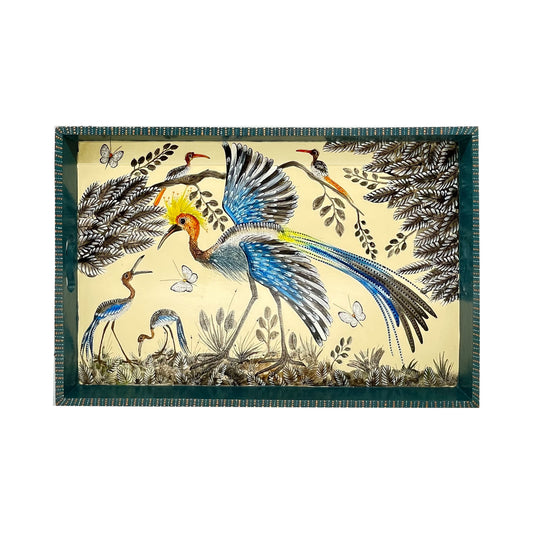 Naive Art Tray - Ex Large - Blue Cranes