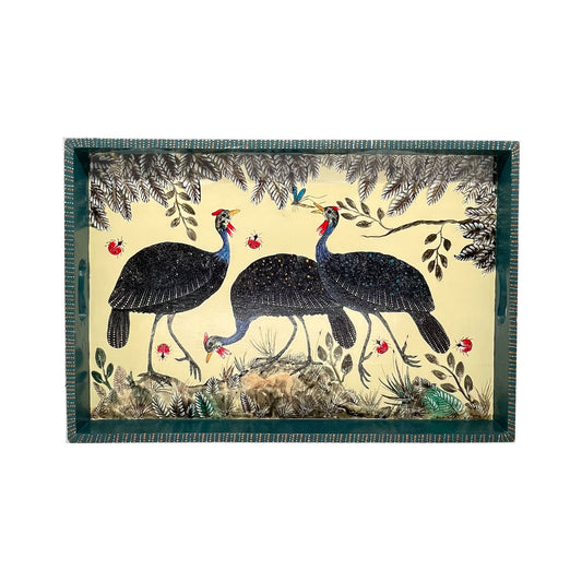 Naive Art Tray - Ex Large - Guinea Fowl