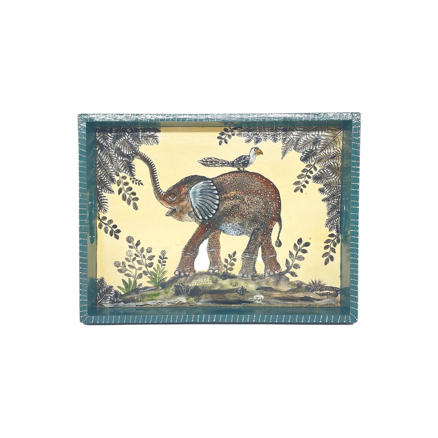 Naive Art Tray-Elephant & Bird