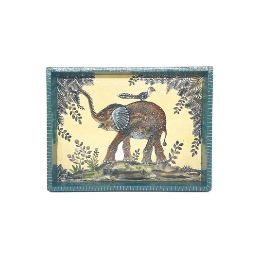 Naive Art Tray-Elephant & Bird