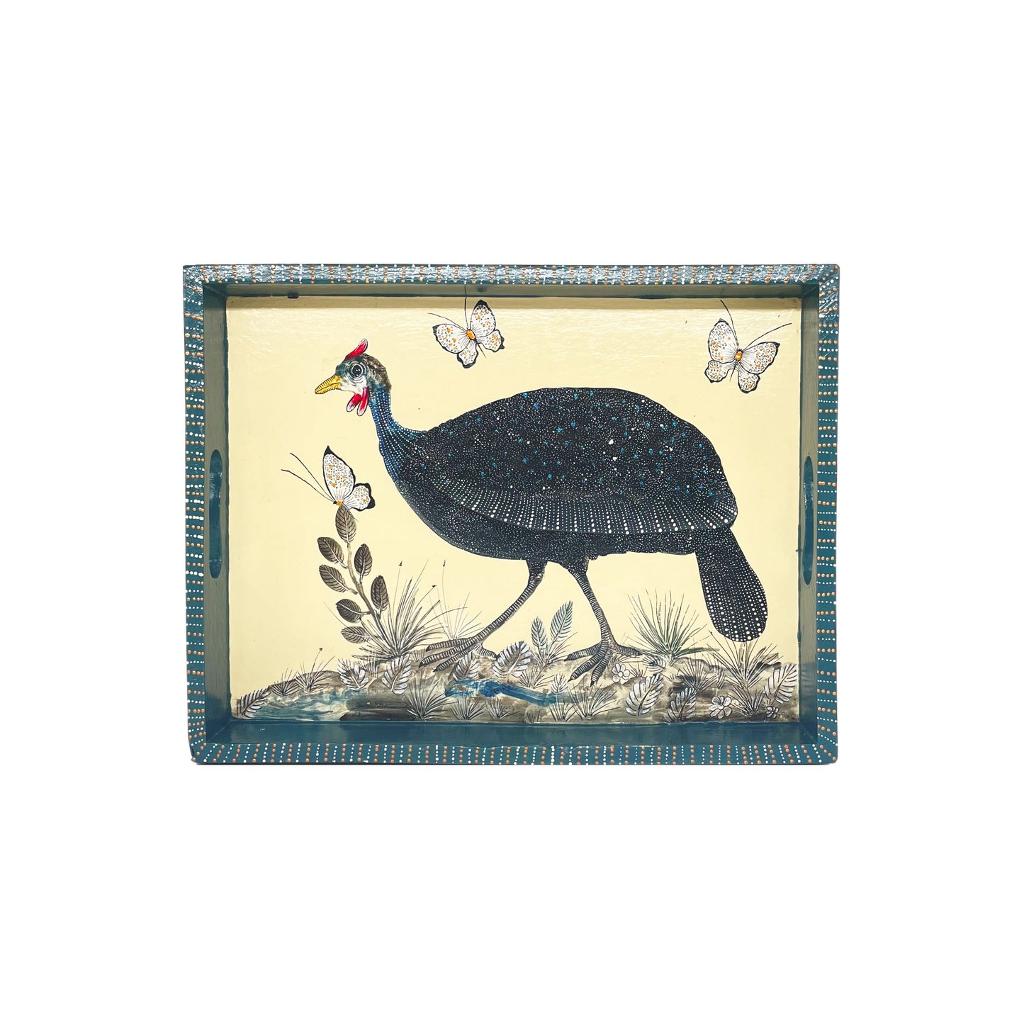 Naive Art Tray - Single Guinea Fowl