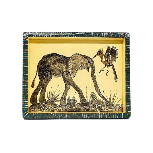 Naive Art Tray Small Elephant & Bird