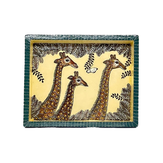 Naive Art Tray Small Three Giraffe