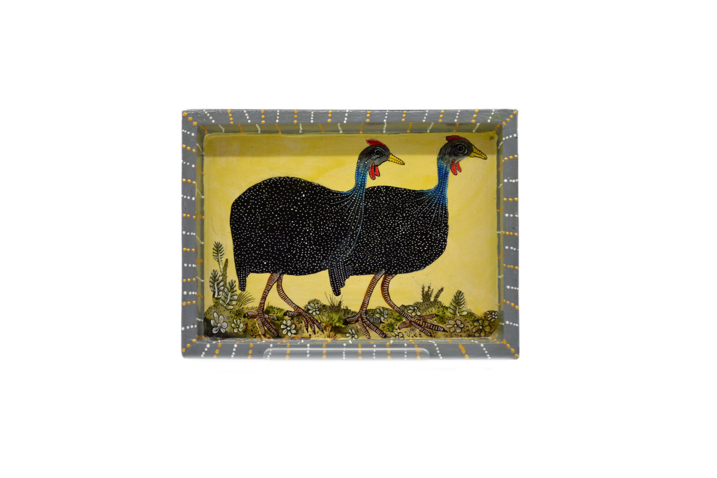 Naive Art Tray -Small - Guinea Fowl