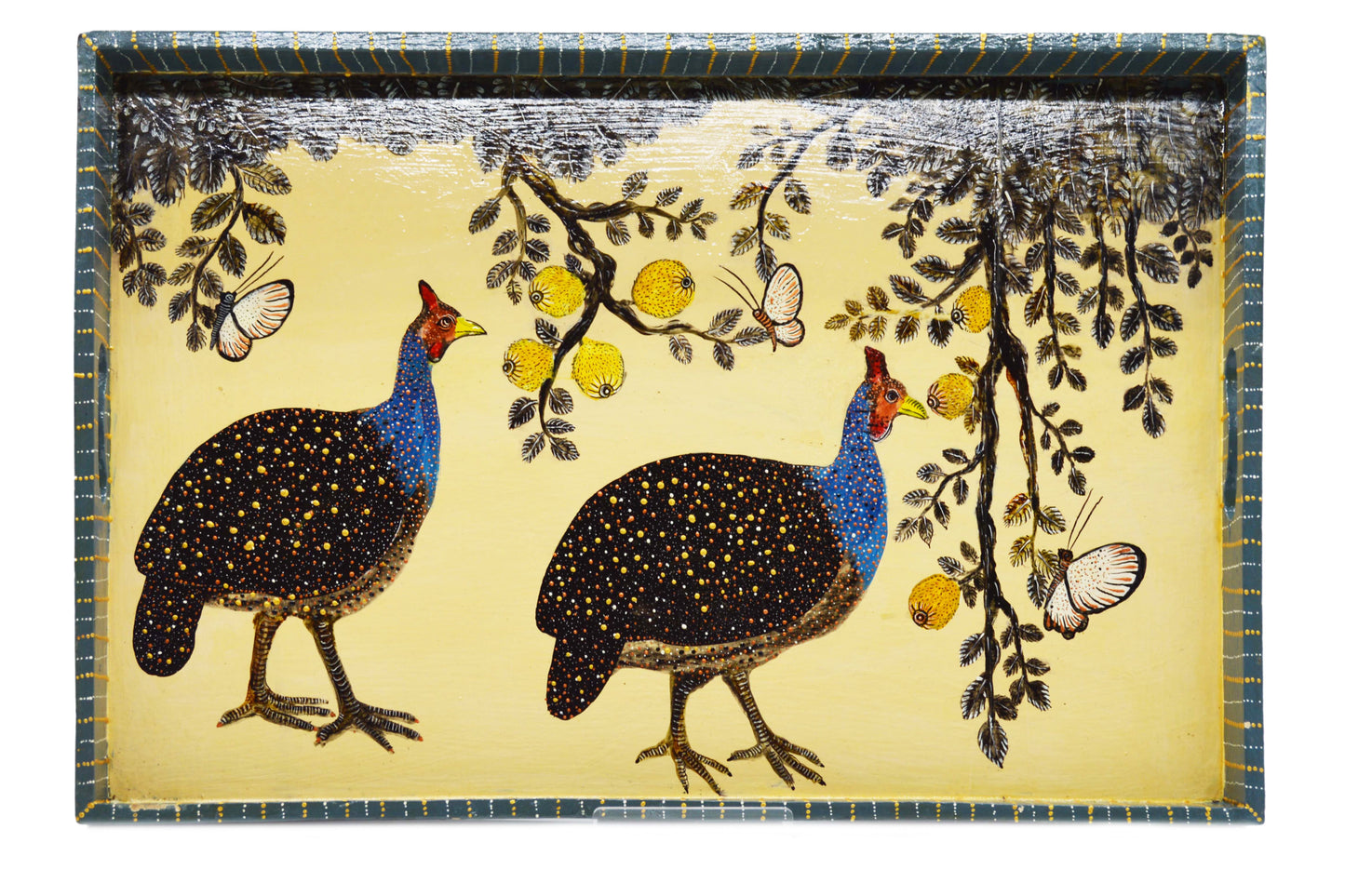 Naive Art Tray - Ex Large - Guinea Fowl