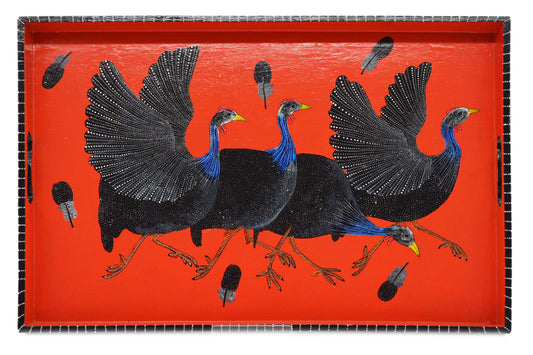 Naive Art Tray - Ex Large - Guinea Fowl
