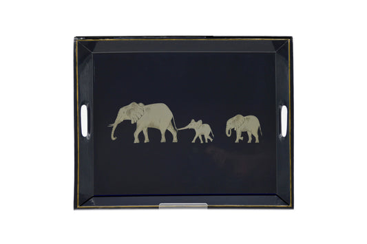Lap Tray Hand Painted Grey Elephant on French Navy