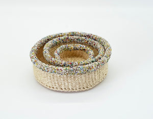 Basket sets with Beaded trim (bead colour choice)