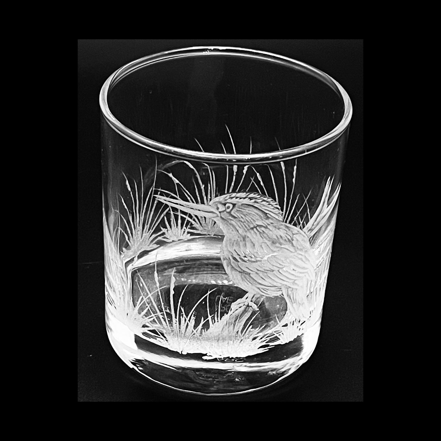 Water/Whisky Tumbler Glasses, Engraved with Kingfisher Birds