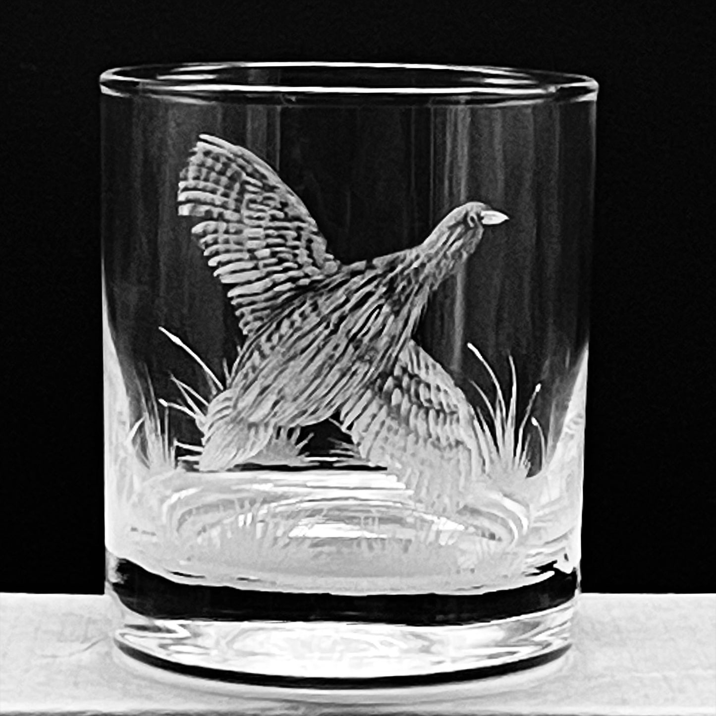 Water/Whisky Tumbler Glasses, Engraved with Partridge Birds
