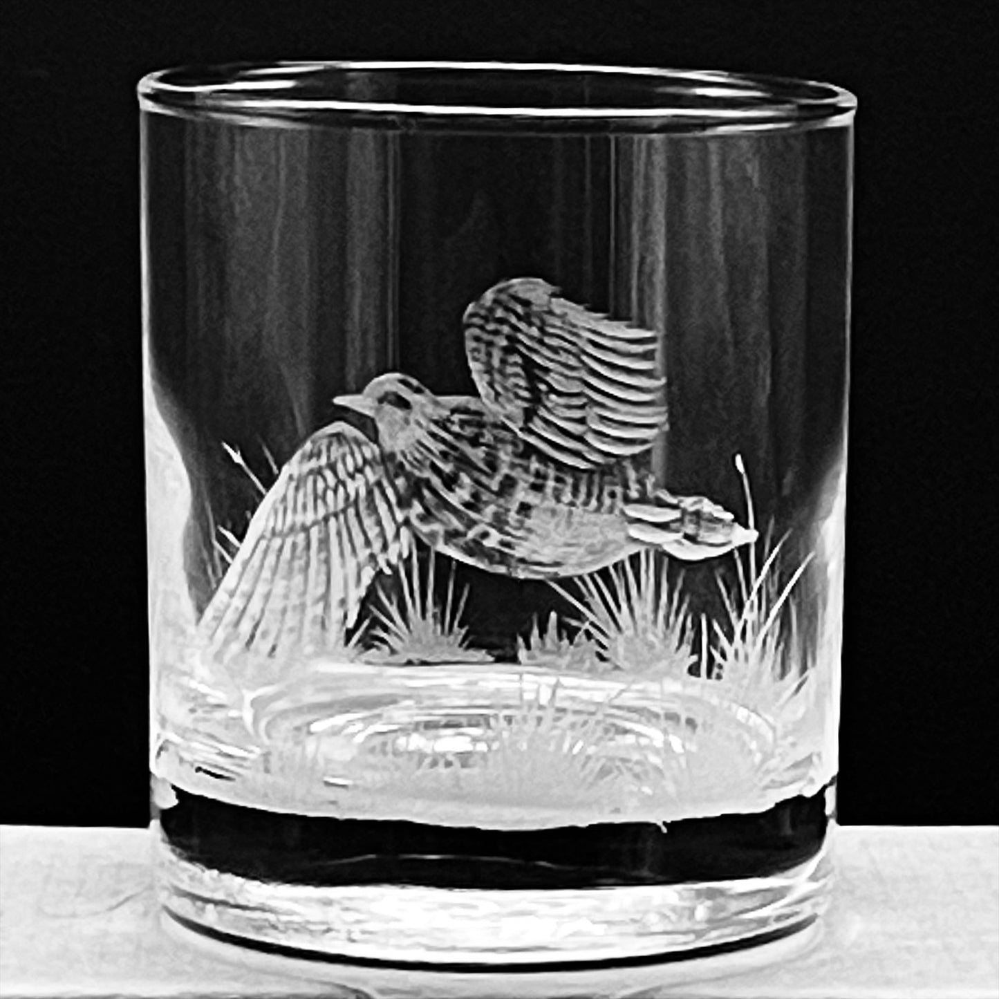 Water/Whisky Tumbler Glasses, Engraved with Partridge Birds
