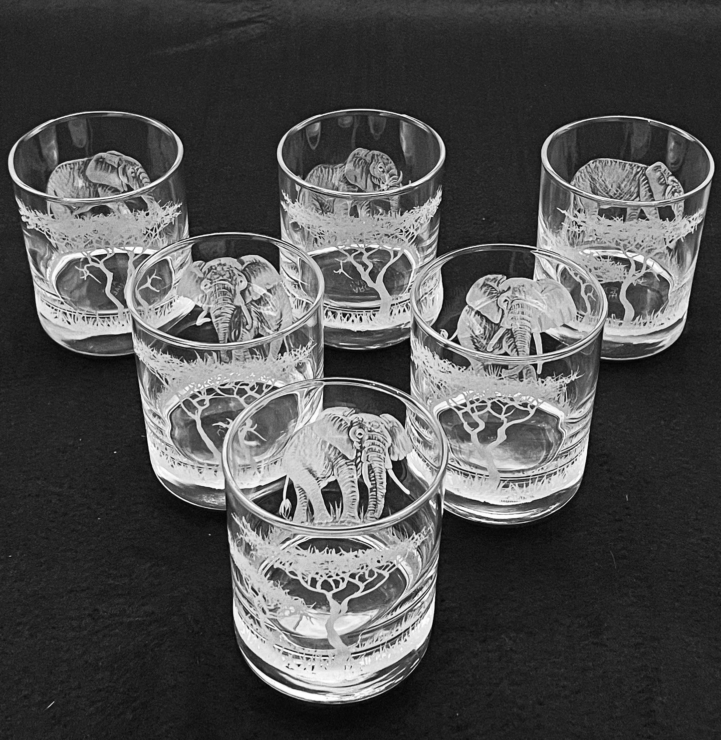 Tumbler Glasses, Engraved with Big 5 plus Giraffe