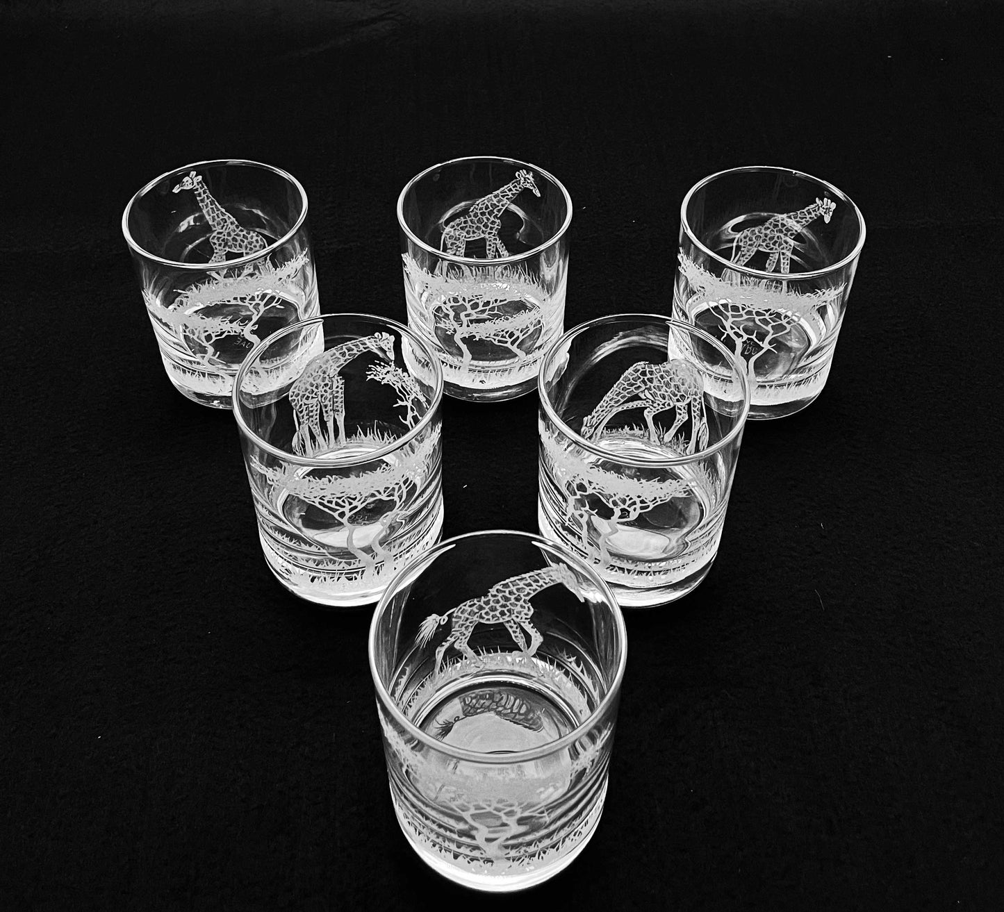 Tumbler Glasses, Engraved with Big 5 plus Giraffe