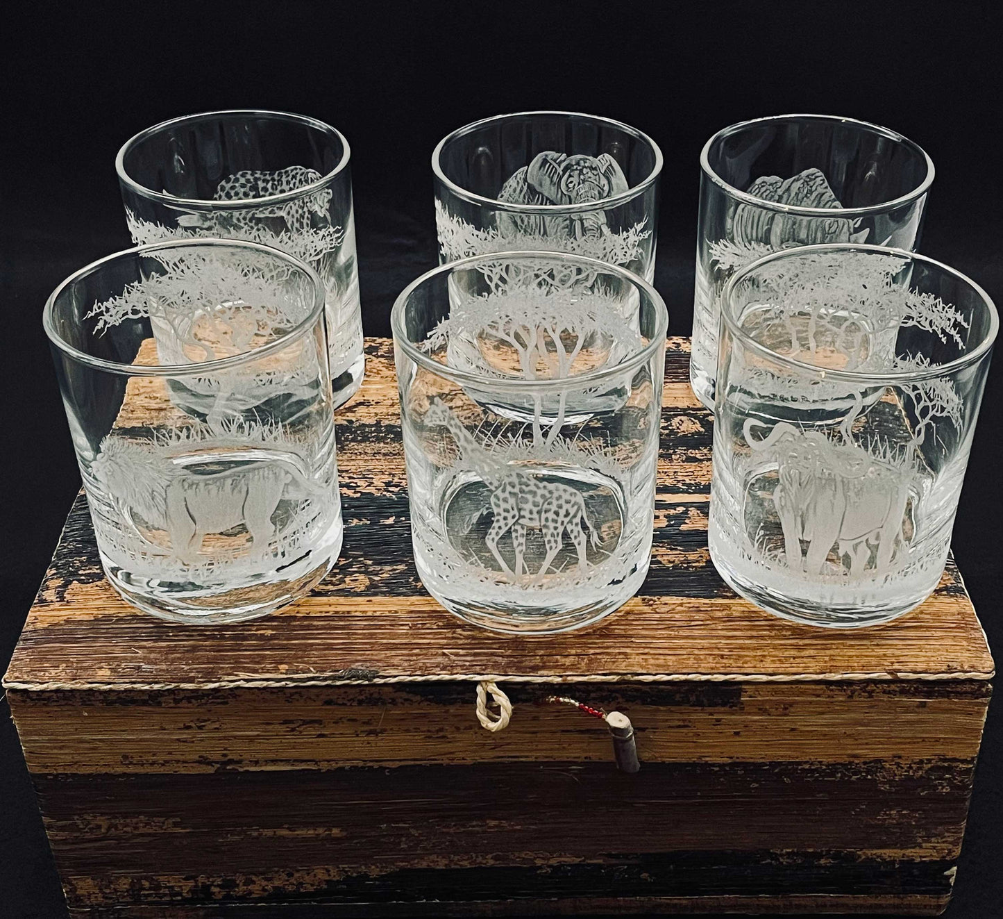Tumbler Glasses, Engraved with Big 5 plus Giraffe