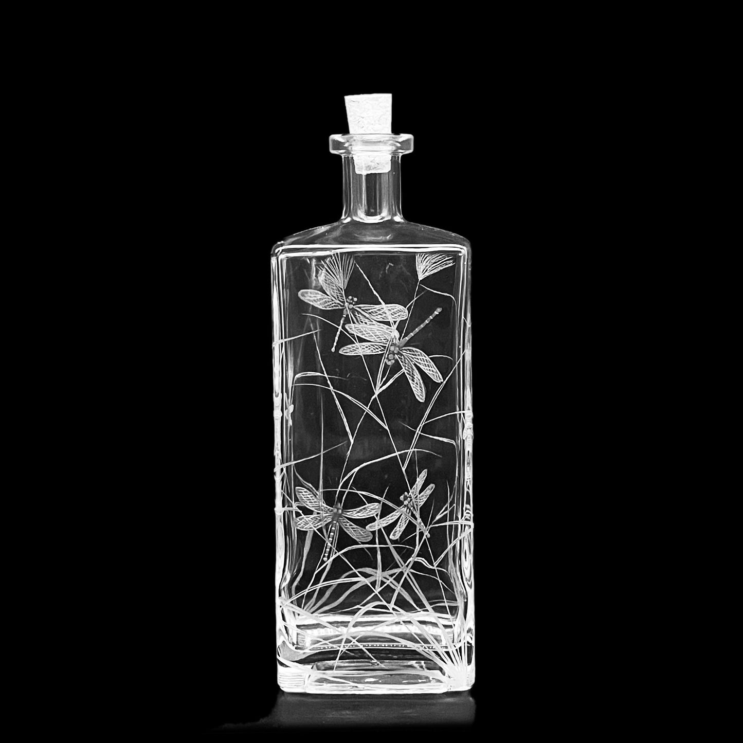 Bottles, Engraved with Dragonfly PAIR