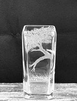 Vase, Square Engraved Leopard in Tree