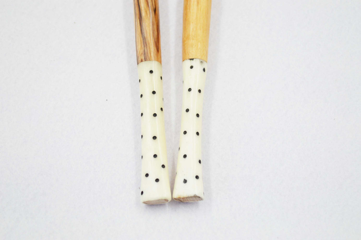 Short Olive wood Servers with White Bone Handle