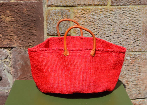 Wide Sisal XL Basket - REDS and PURPLES