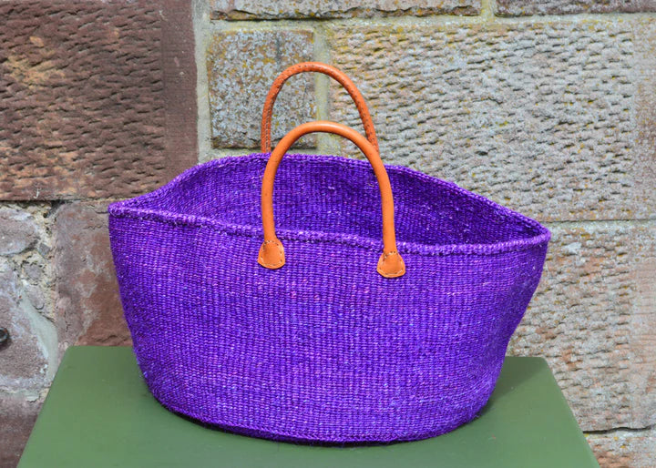 Wide Sisal XL Basket - REDS and PURPLES