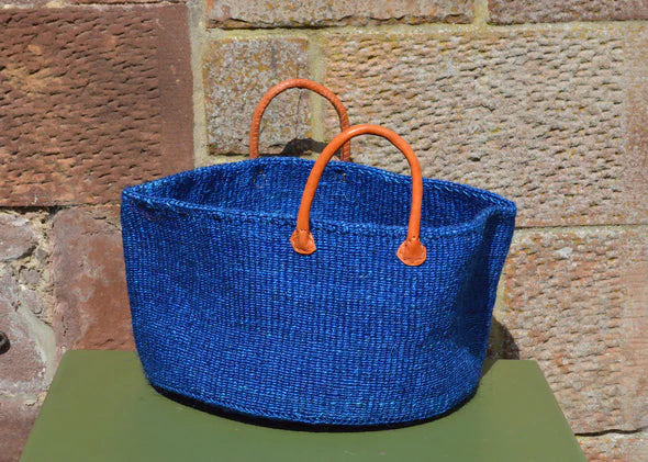 Wide Sisal XL Basket - BLUES