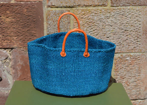 Wide Sisal XL Basket - BLUES