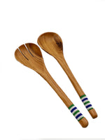 Olive wood Salad Servers with Beaded Handles.