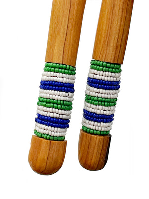 Olive wood Salad Servers with Beaded Handles.