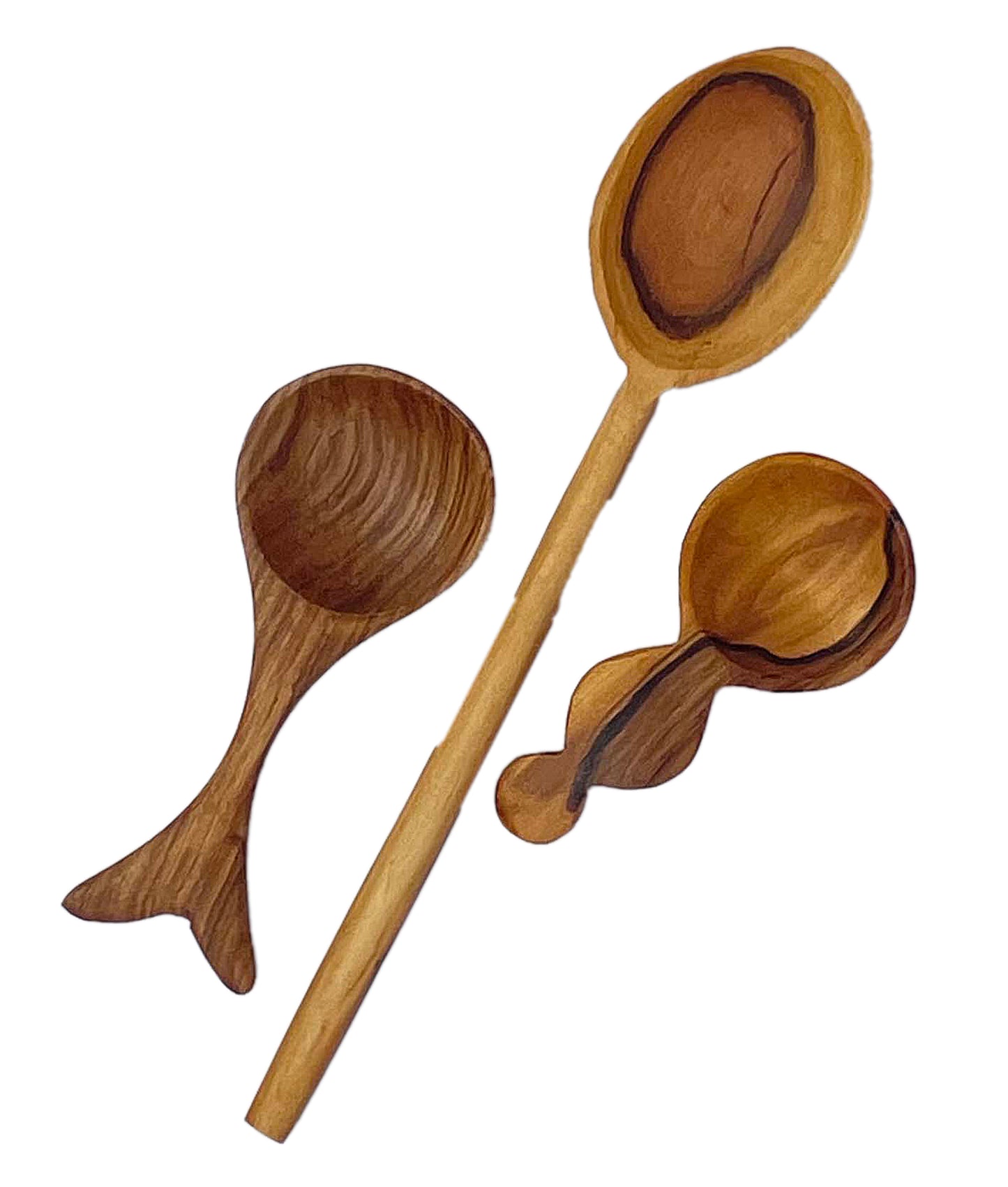 Olive wood small fork & spoons