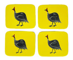Rectangular Coasters, Original Guinea Fowl on Yellow, Set of 4