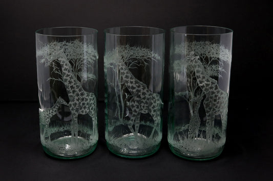 Storm Lantern,  Engraved with Giraffe