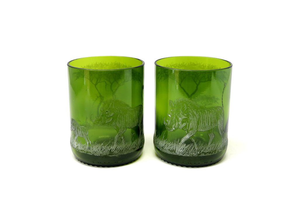 Candle Holders, Engraved with Warthog