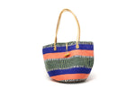 Woollen Kiondo Basket with Blue and Coral