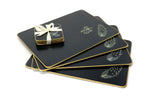 Table Mats, Guineafowl Feather on Black, Set of 4