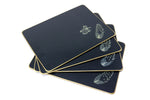 Table Mats, Guinea Fowl Feather on Black, Set of 4