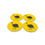 Coasters, Original Guinea Fowl on Yellow Set of 4