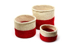 Sisal Basket Set in Ivory and Cherry Red