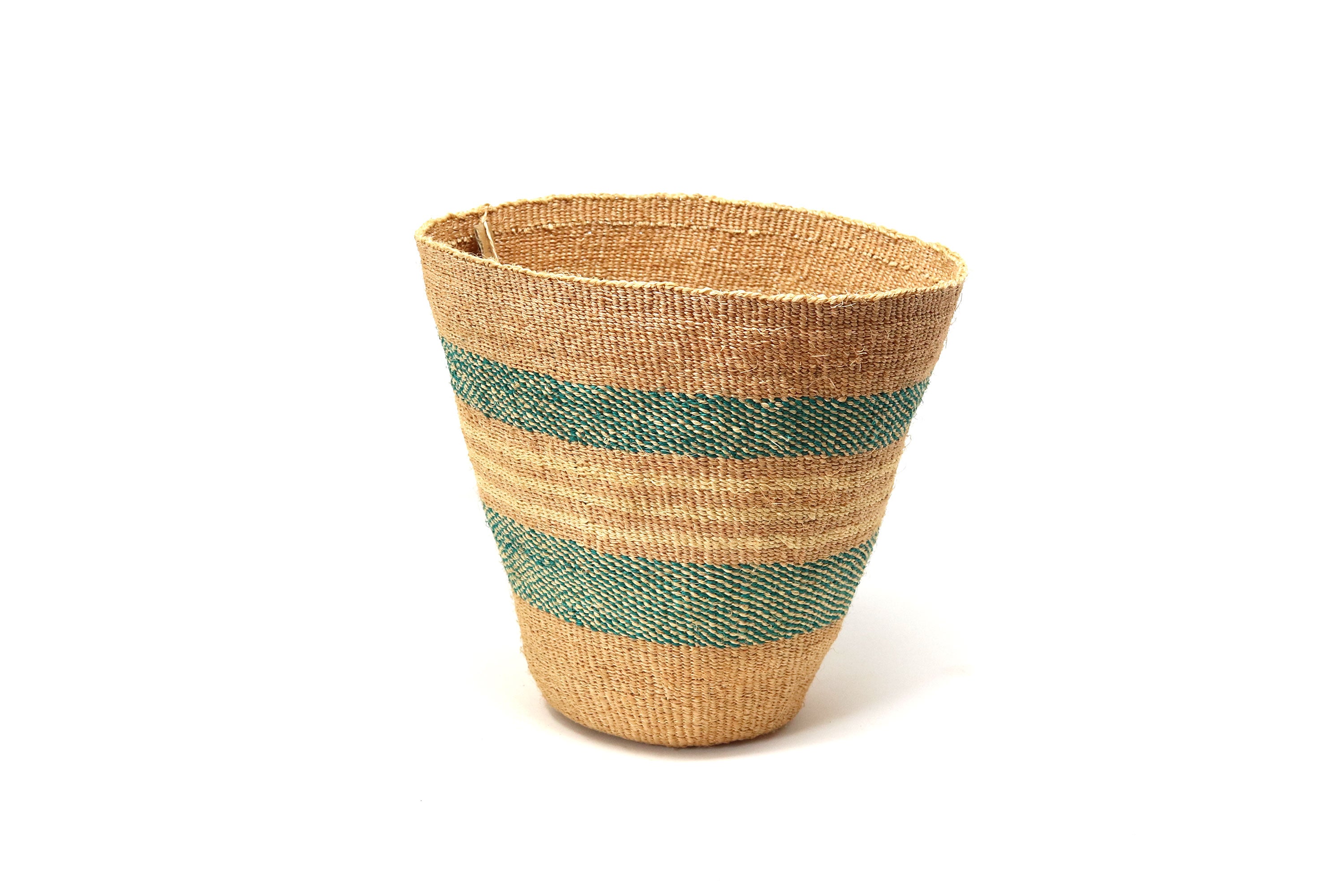 Sisal Basket Bin with Variety of Coloured Stripes