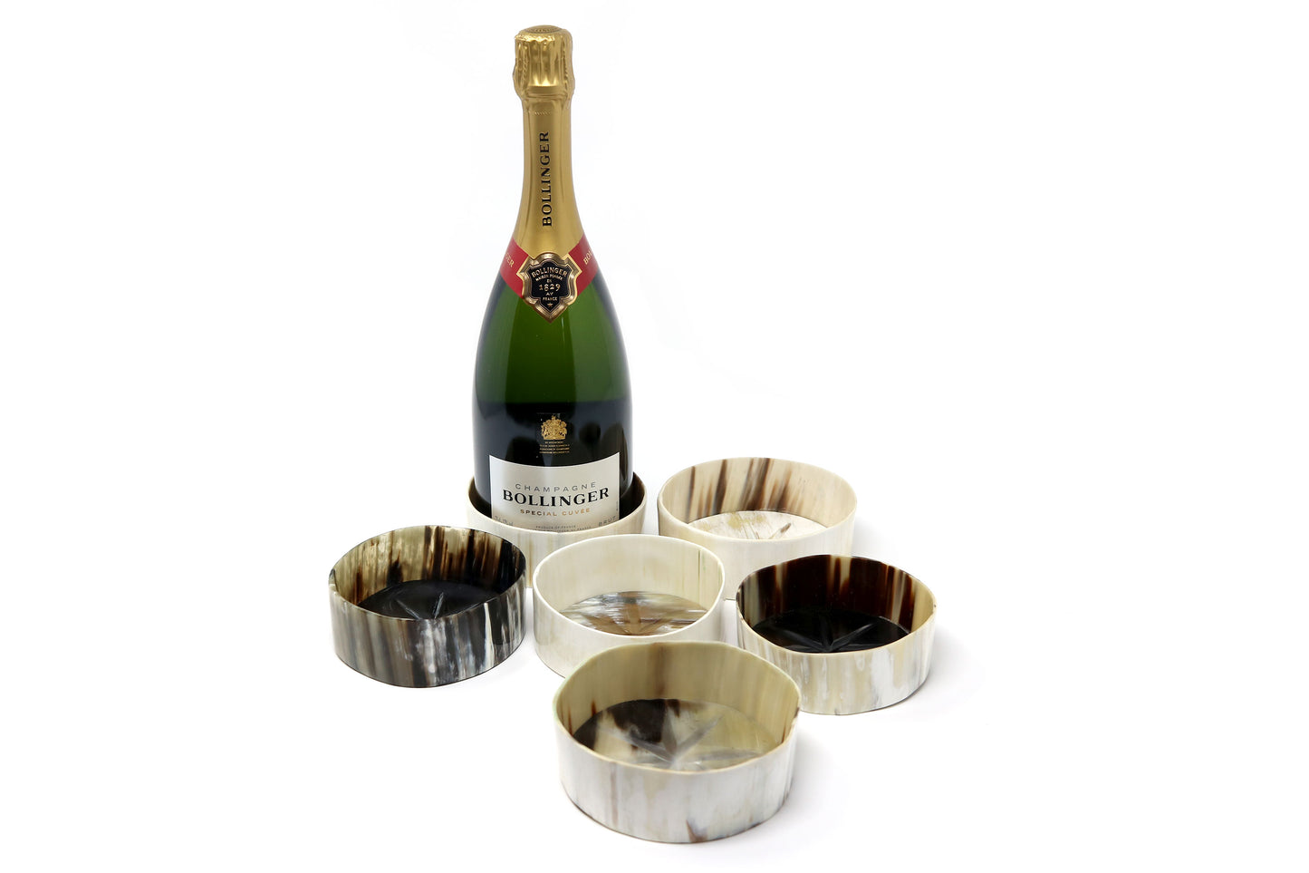 Ankole Cow Horn Bottle Coasters Boxed Pair or Individual