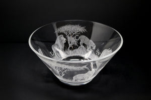 Glass Bowl, Engraved with the Big Five