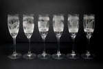 Champagne Glasses, Engraved with African Animals