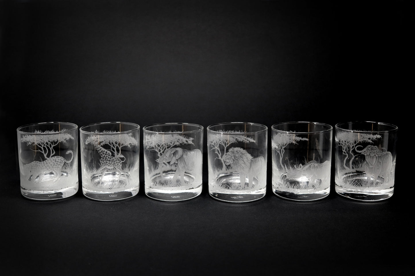 Tumbler Glasses, Engraved with Big 5 plus Giraffe