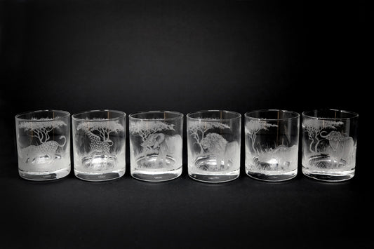 Tumbler Glasses, Engraved with Big 5 plus Giraffe