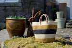 Large Sisal Basket, Ivory Dijon and Black stripes