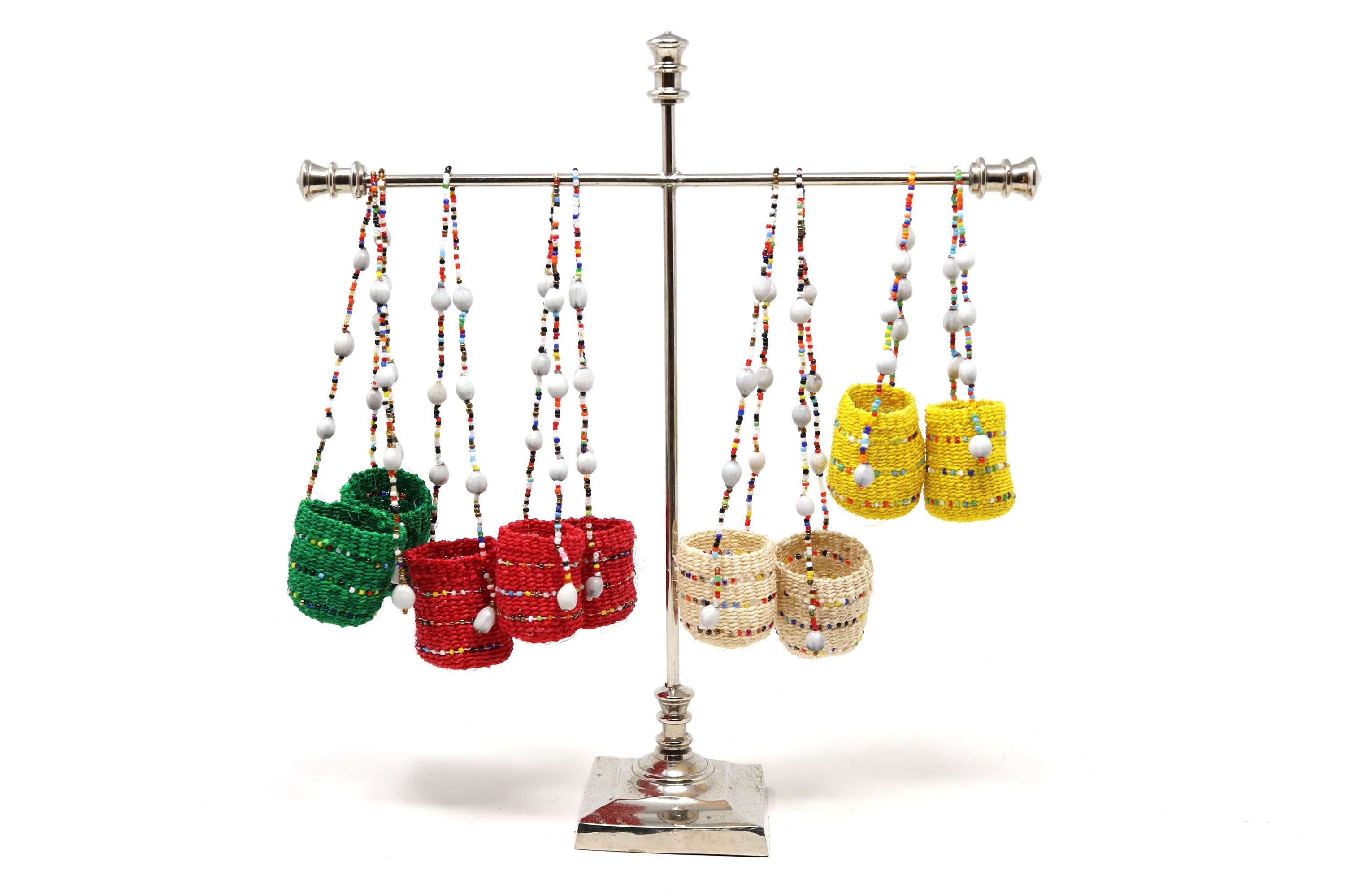 Sisal & Bead Hanging Treasure Baskets