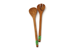 Olivewood Servers with Beaded Handle Detail
